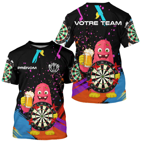 Polo Fléchettes Personnalisé - Monster & Bière Noir - T-Shirt Homme