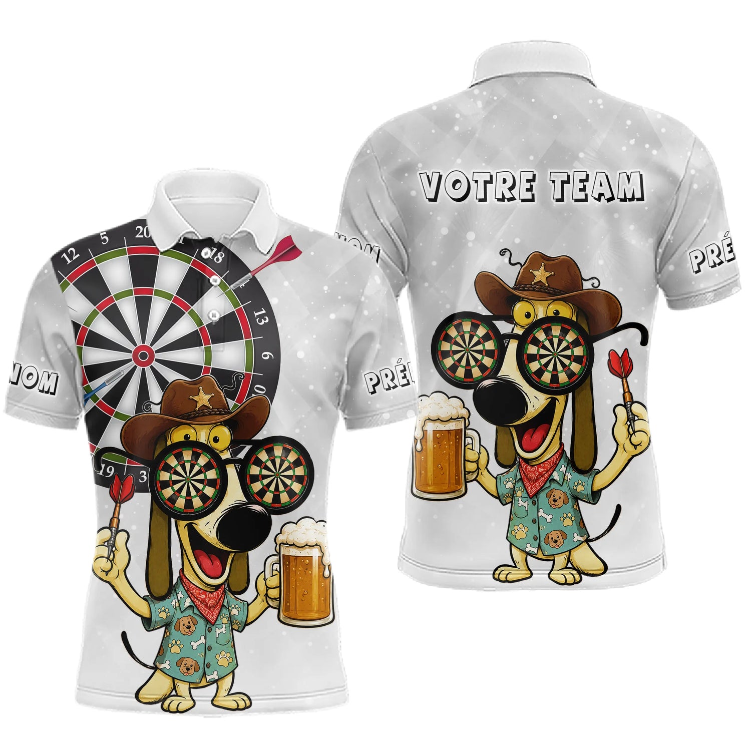 Polo Fléchettes Personnalisé - Motif Chien Bière - Polo Homme