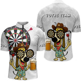 Polo Fléchettes Personnalisé - Motif Chien Bière - Polo Zippé Homme