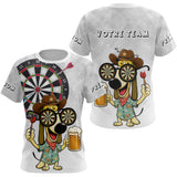 Polo Fléchettes Personnalisé - Motif Chien Bière - T-Shirt Femme