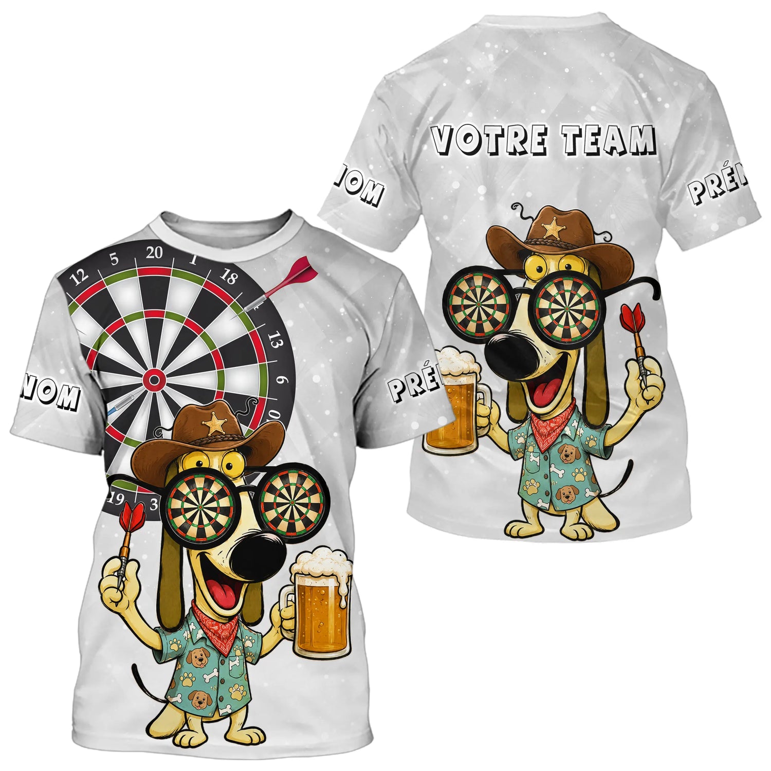 Polo Fléchettes Personnalisé - Motif Chien Bière - T-Shirt Homme