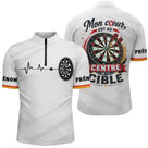 Polo Fléchettes Personnalisé - Noir & Blanc Cœur Cible - Polo Zippé Homme