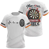 Polo Fléchettes Personnalisé - Noir & Blanc Cœur Cible - T-Shirt Femme