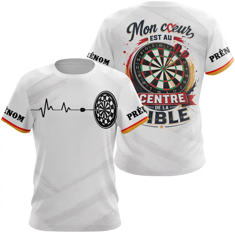 Polo Fléchettes Personnalisé - Noir & Blanc Cœur Cible - T-Shirt Femme