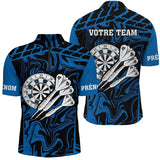 Polo Fléchettes Personnalisé - Noir & Bleu Électrique - Polo Zippé Homme