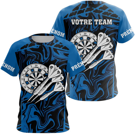 Polo Fléchettes Personnalisé - Noir & Bleu Électrique - T-Shirt Femme