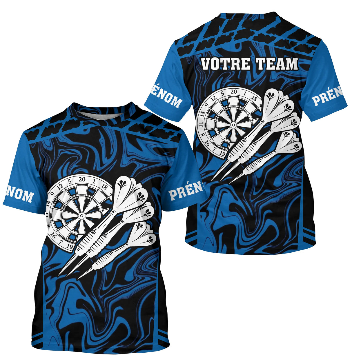 Polo Fléchettes Personnalisé - Noir & Bleu Électrique - T-Shirt Homme