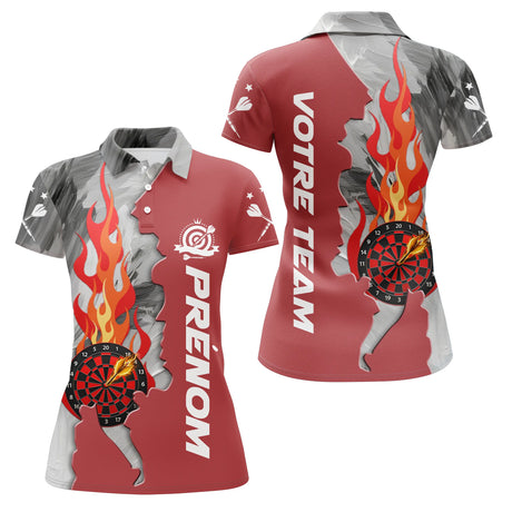 Polo Fléchettes Personnalisé - Rouge Flammes Style - Polo Femme