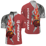 Polo Fléchettes Personnalisé - Rouge Flammes Style - Polo Zippé Homme