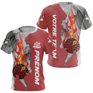 Polo Fléchettes Personnalisé - Rouge Flammes Style - T-Shirt Femme