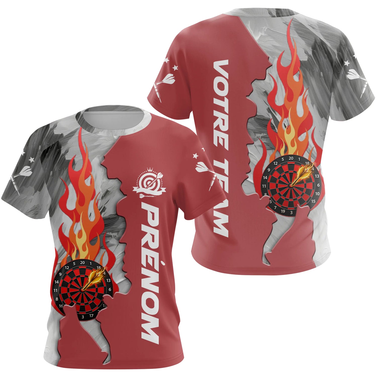 Polo Fléchettes Personnalisé - Rouge Flammes Style - T-Shirt Femme