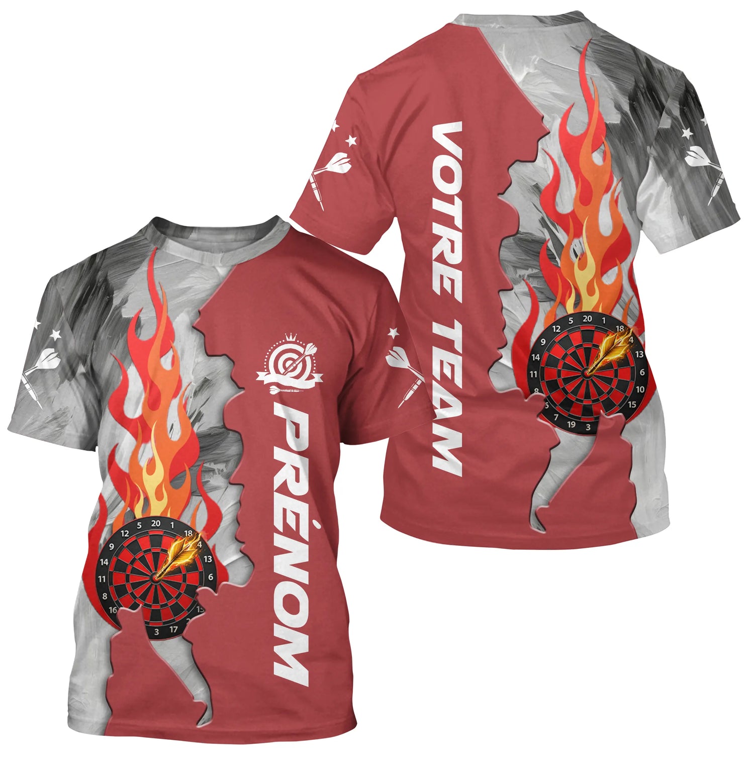 Polo Fléchettes Personnalisé - Rouge Flammes Style - T-Shirt Homme