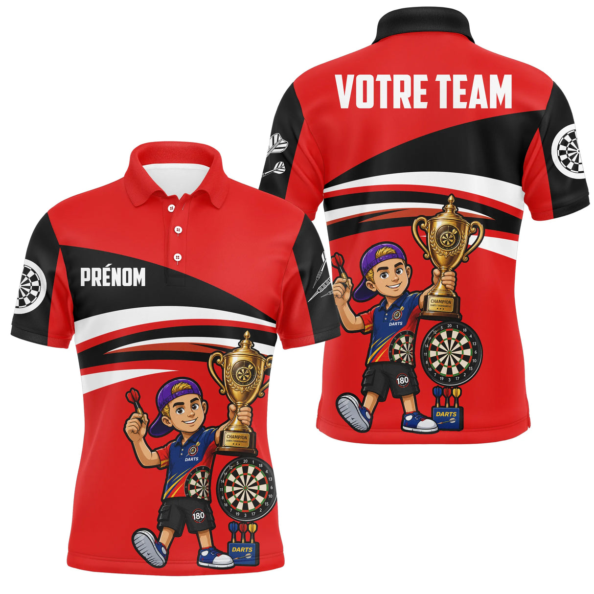Polo Fléchettes Personnalisé - Style Champion Junior - Polo Homme