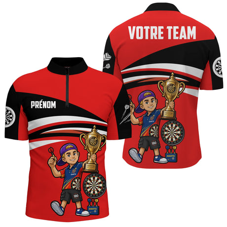 Polo Fléchettes Personnalisé - Style Champion Junior - Polo Zippé Homme