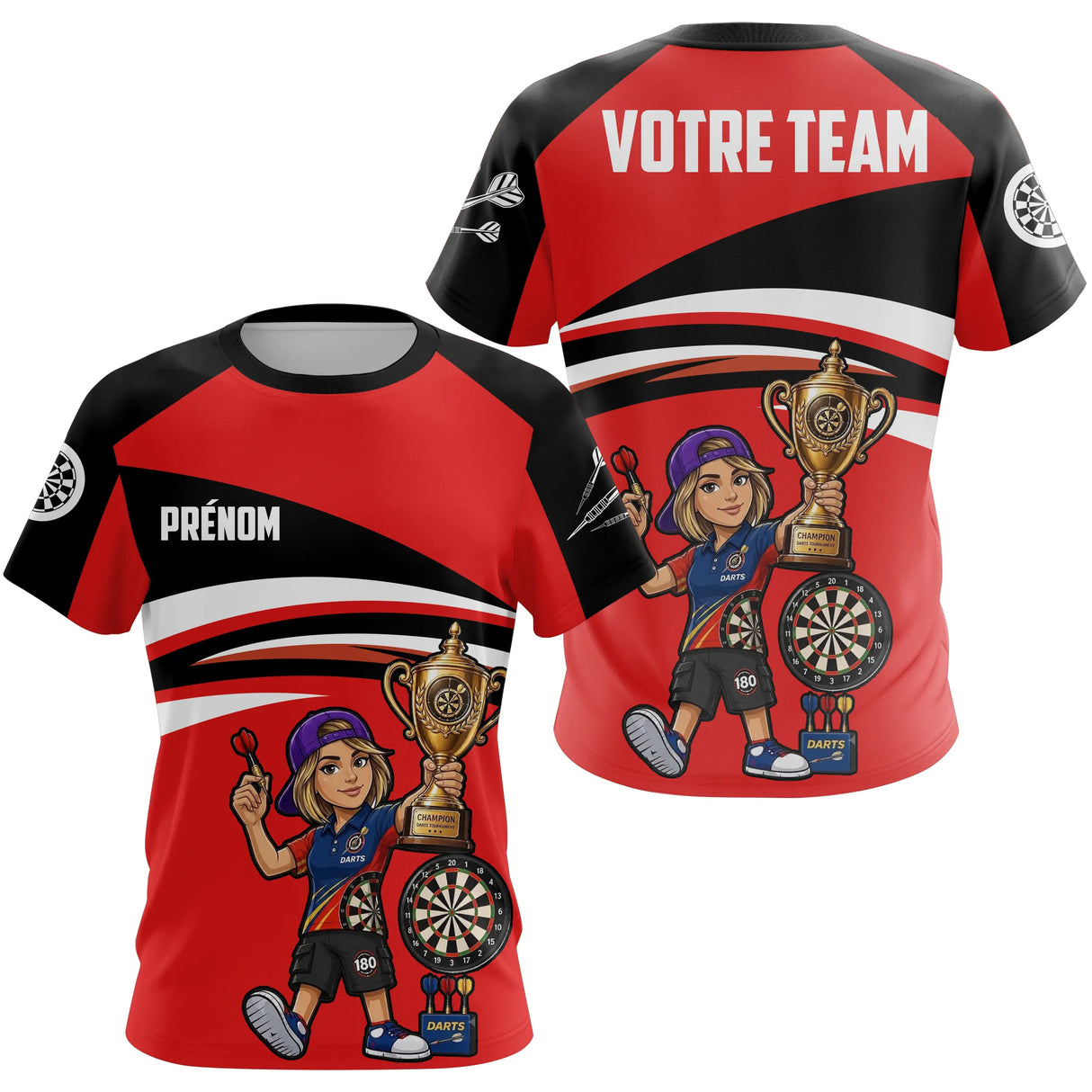 Polo Fléchettes Personnalisé - Style Champion Junior - T-Shỉrt Femme