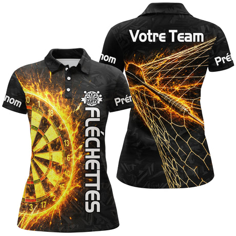 Polo Fléchettes Personnalisé - Style Feu & Darts Équipe - Polo Femme