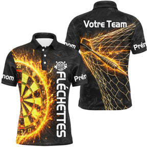 Polo Fléchettes Personnalisé - Style Feu & Darts Équipe - Polo Homme