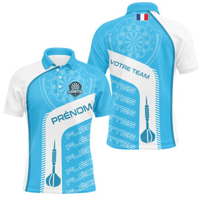Polo Fléchettes Personnalisé - Style France Bleu Ciel - Polo Homme