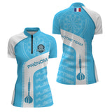 Polo Fléchettes Personnalisé - Style France Bleu Ciel - Polo Zippé Femme