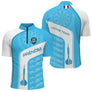 Polo Fléchettes Personnalisé - Style France Bleu Ciel - Polo Zippé Homme