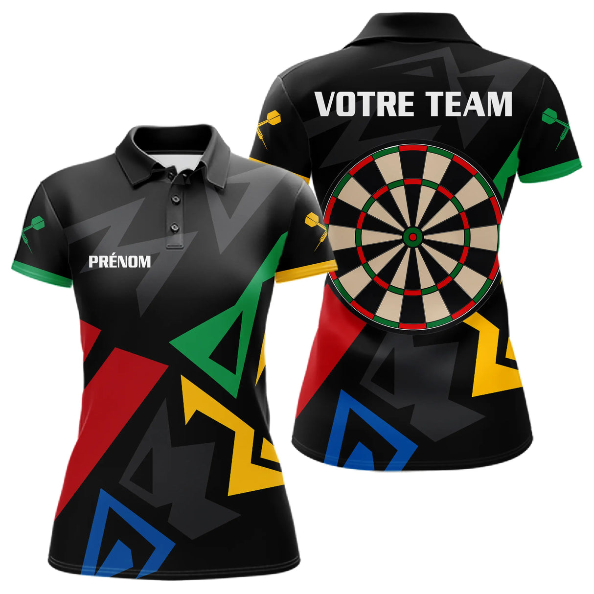 Polo Fléchettes Personnalisé - Style Noir & Multicolor - Polo Femme