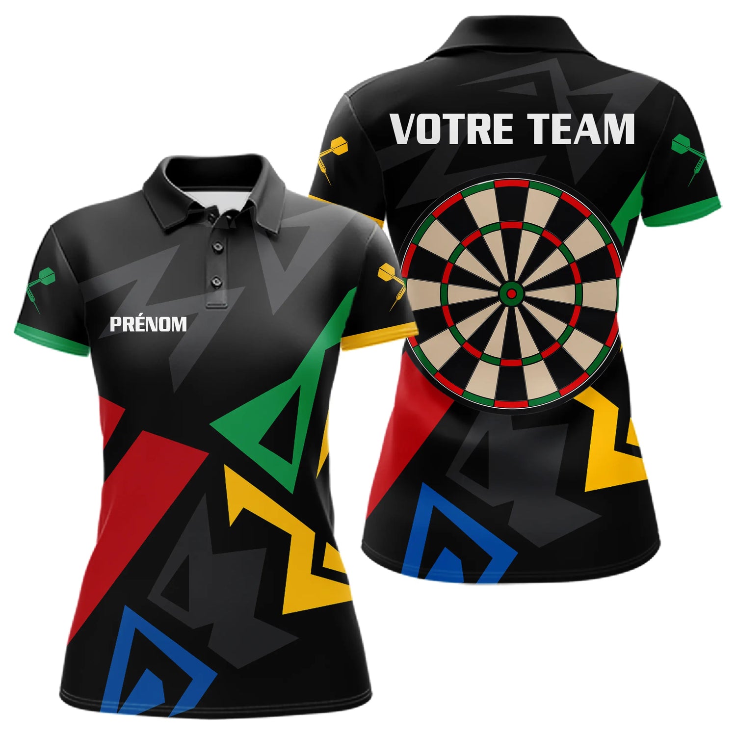 Polo Fléchettes Personnalisé - Style Noir & Multicolor - Polo Femme