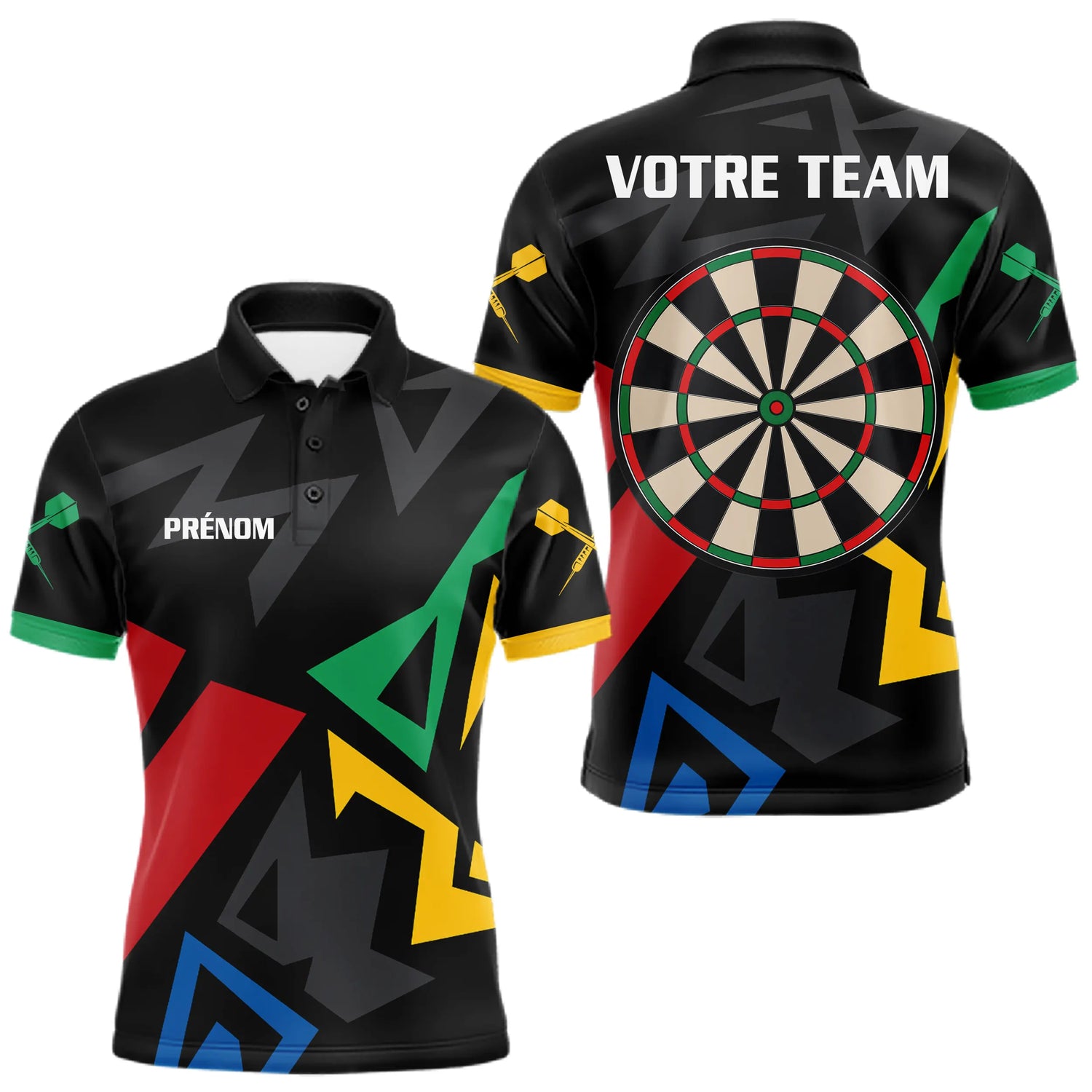 Polo Fléchettes Personnalisé - Style Noir & Multicolor - Polo Homme