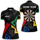 Polo Fléchettes Personnalisé - Style Noir & Multicolor - Polo Zippé Femme