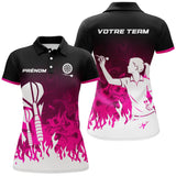 Polo Fléchettes Personnalisé - Style Noir & Rose Fuchsia - Polo Femme
