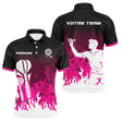 Polo Fléchettes Personnalisé - Style Noir & Rose Fuchsia - Polo Homme