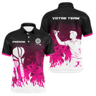 Polo Fléchettes Personnalisé - Style Noir & Rose Fuchsia - Polo Homme