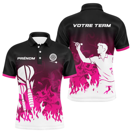 Polo Fléchettes Personnalisé - Style Noir & Rose Fuchsia - Polo Homme