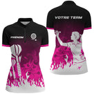 Polo Fléchettes Personnalisé - Style Noir & Rose Fuchsia - Polo Zippé Femme