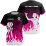 Polo Fléchettes Personnalisé - Style Noir & Rose Fuchsia - T-Shirt Femme