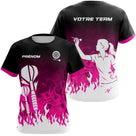 Polo Fléchettes Personnalisé - Style Noir & Rose Fuchsia - T-Shirt Femme