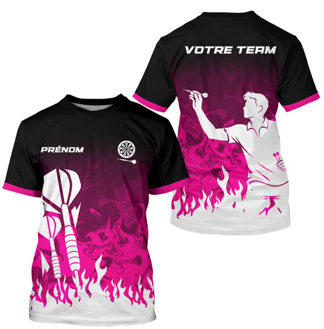 Polo Fléchettes Personnalisé - Style Noir & Rose Fuchsia - T-Shirt Homme