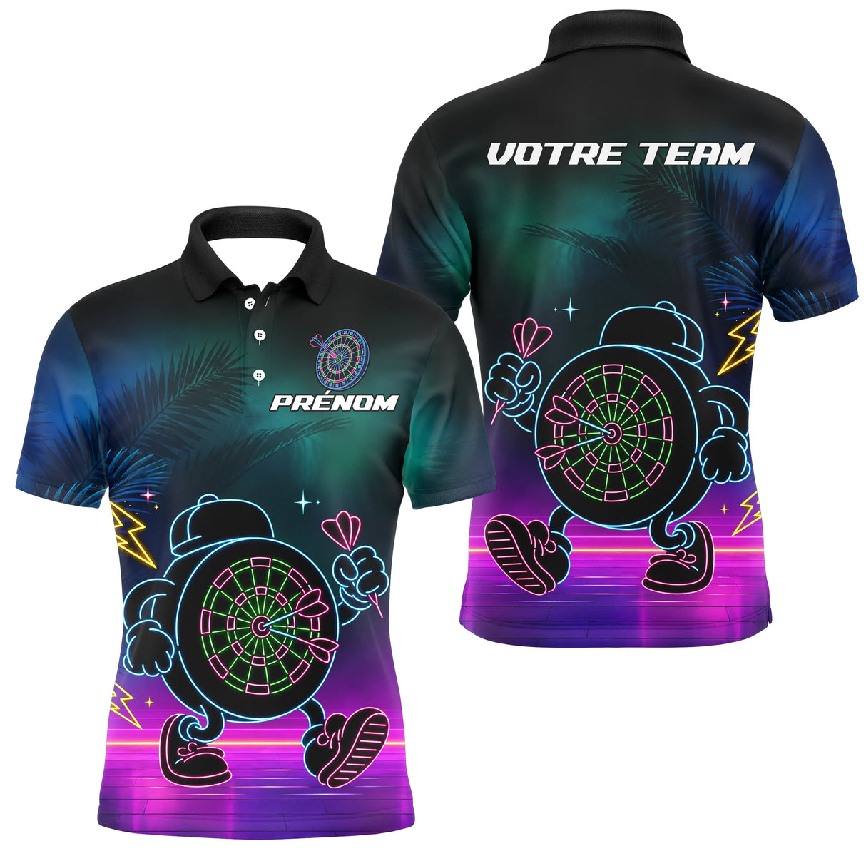 Polo Fléchettes Personnalisé - Style Rétro Neon Cyber - Polo Homme
