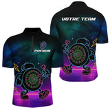 Polo Fléchettes Personnalisé - Style Rétro Neon Cyber - Polo Zippé Homme