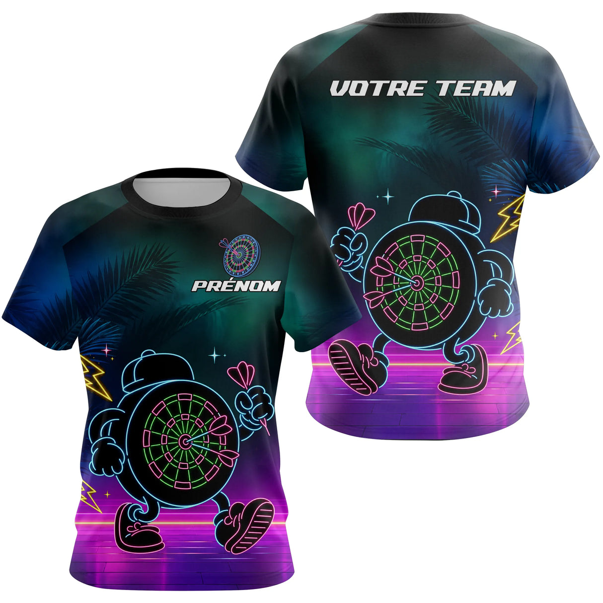 Polo Fléchettes Personnalisé - Style Rétro Neon Cyber - T-Shirt Femme