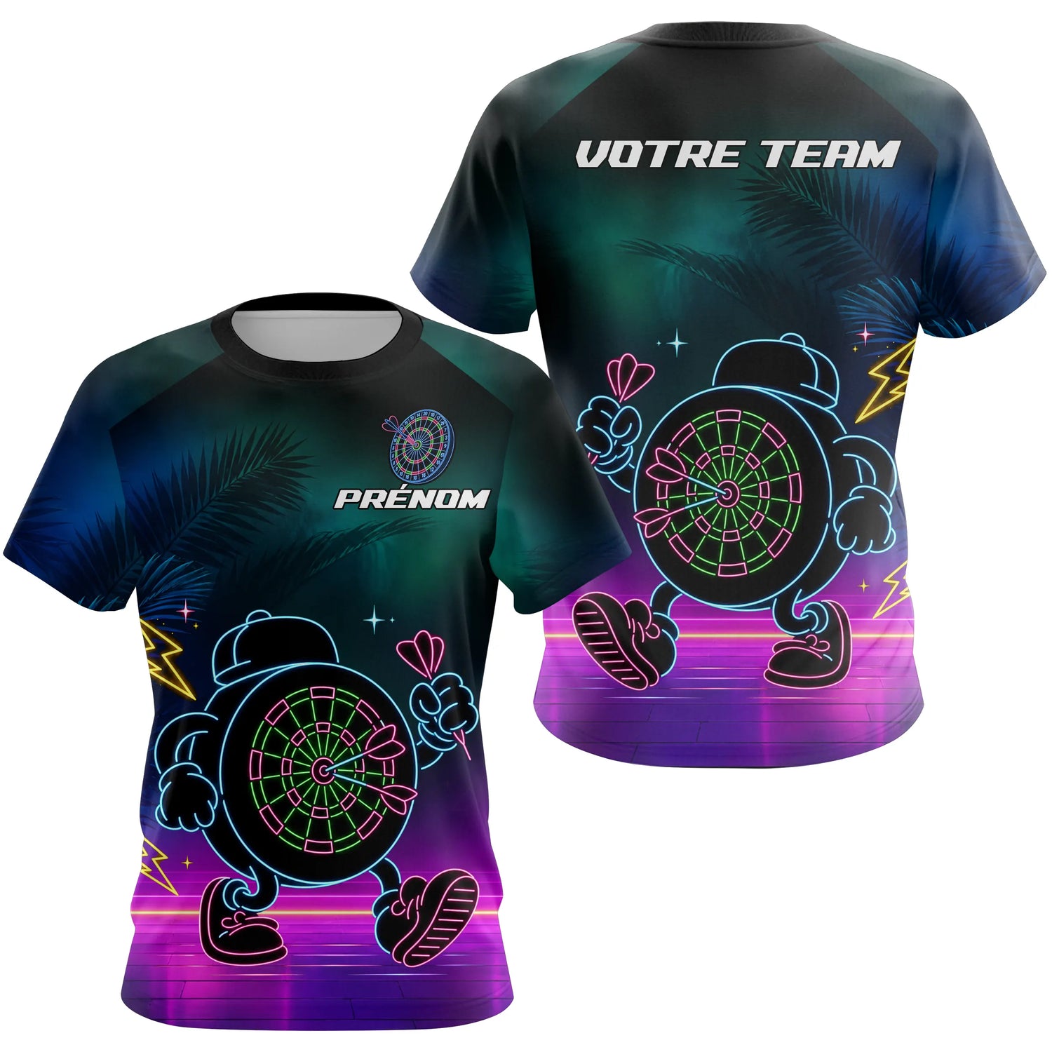 Polo Fléchettes Personnalisé - Style Rétro Neon Cyber - T-Shirt Femme