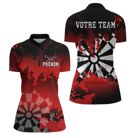 Polo Fléchettes Personnalisé - Style Sportif Nom d'Équipe - Polo Zippé Femme