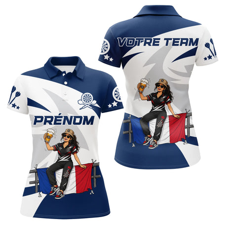 Polo Fléchettes Personnalisé - Style Supporter Français - Polo Femme