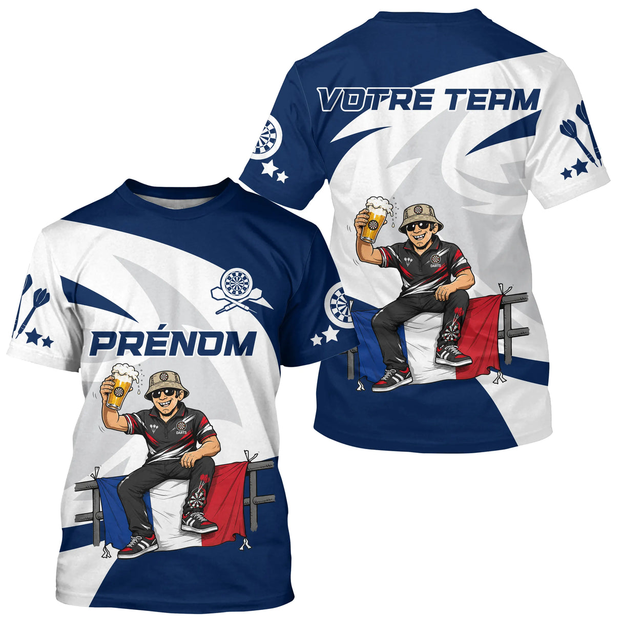 Polo Fléchettes Personnalisé - Style Supporter Français - T-Shirt Homme