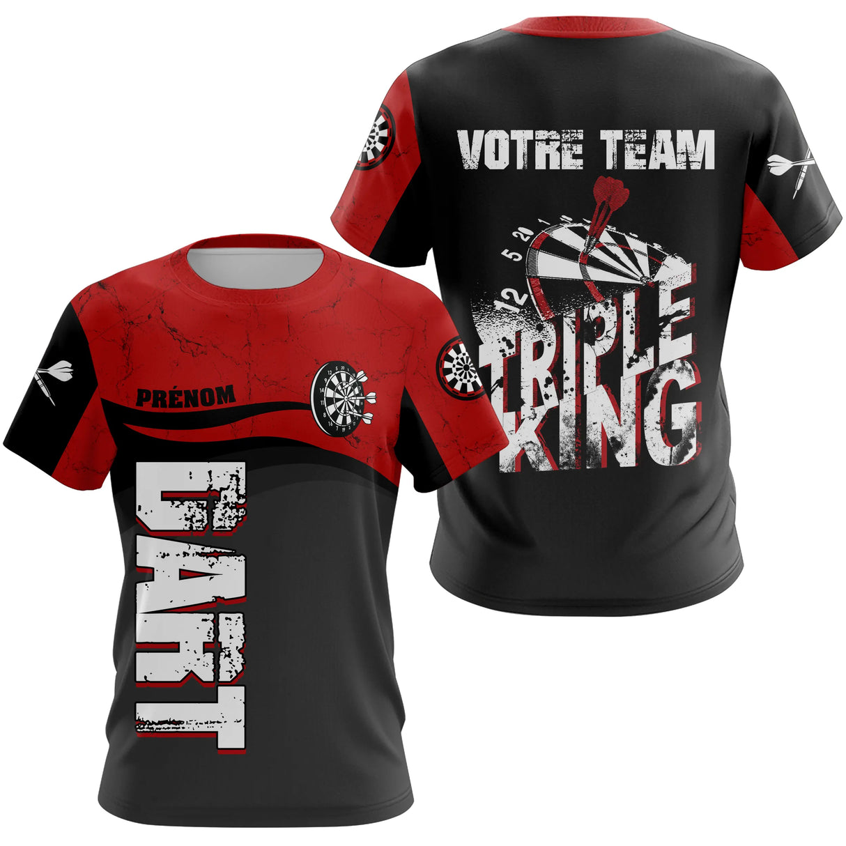 Polo Fléchettes Personnalisé - Style Triple Rouge & Noir - T-Shirt Femme