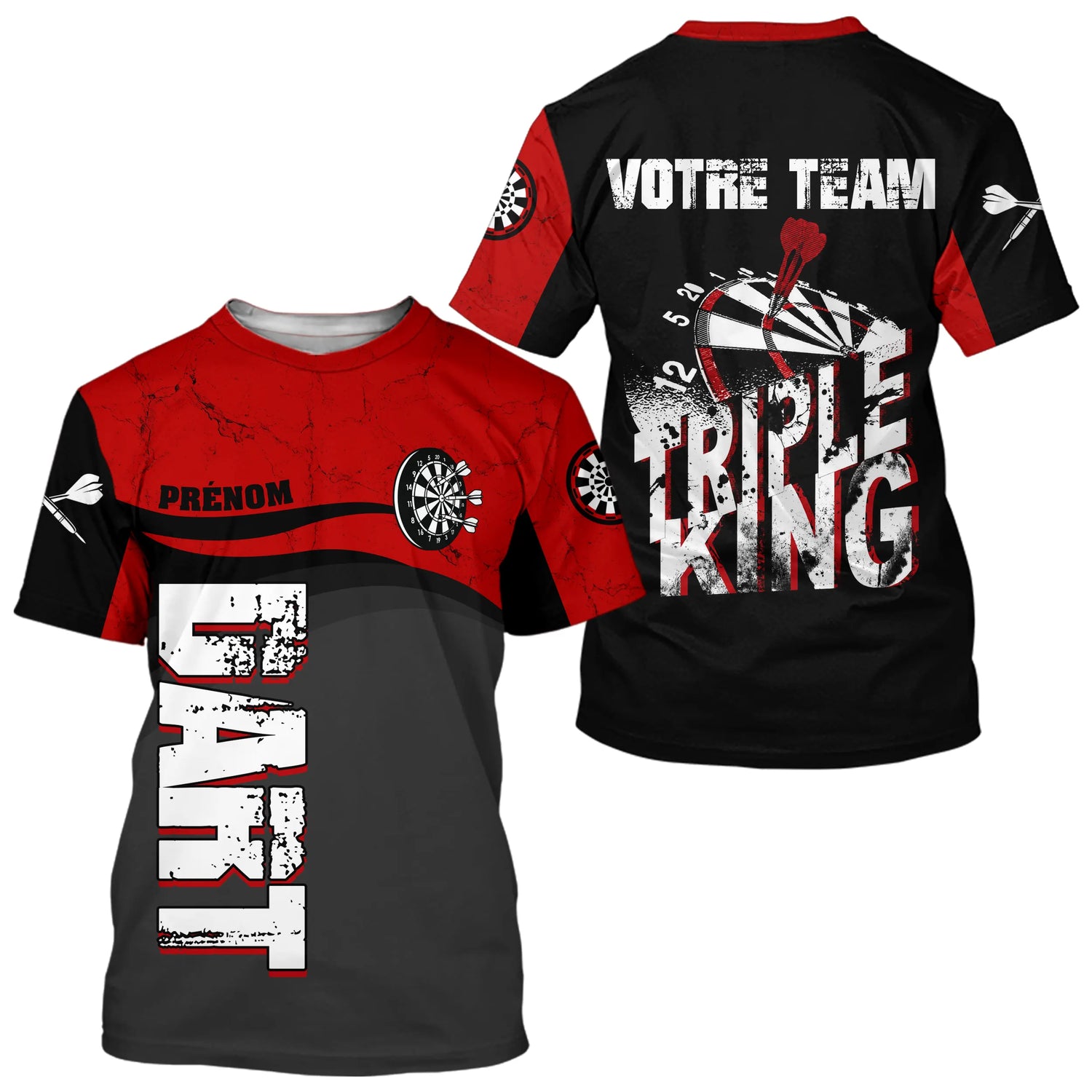 Polo Fléchettes Personnalisé - Style Triple Rouge & Noir - T-Shirt Homme