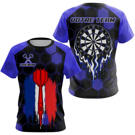 Polo Fléchettes Personnalisé - Tricolore France Prénom - T-Shirt Femme