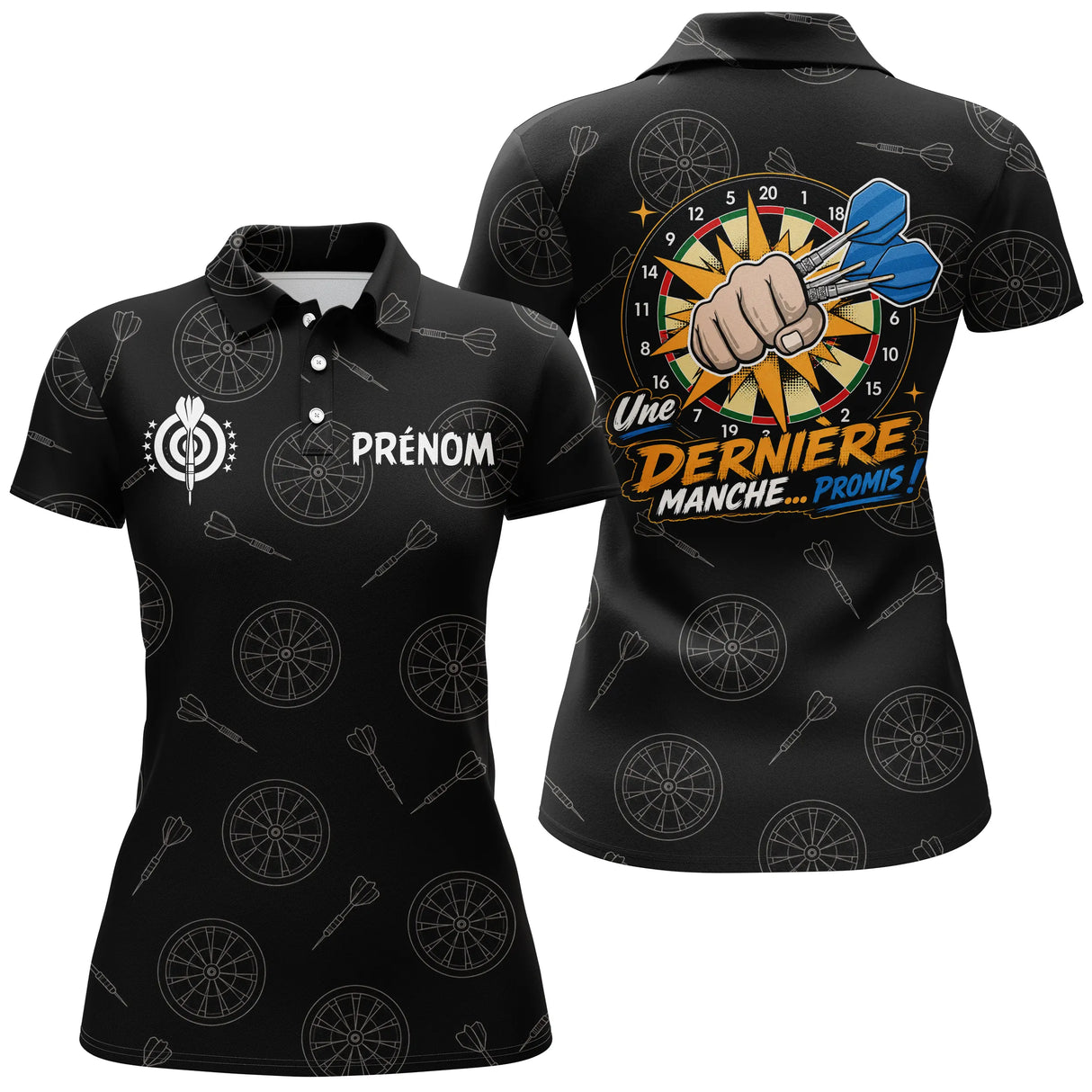 Polo Fléchettes Personnalisé - Une Dernière Manche Noir - Polo Femme