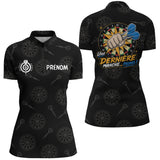 Polo Fléchettes Personnalisé - Une Dernière Manche Noir - Polo Zippé Femme