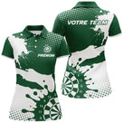 Polo Fléchettes Personnalisé - Vert Forêt & Blanc Splash - Polo Femme