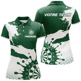 Polo Fléchettes Personnalisé - Vert Forêt & Blanc Splash - Polo Femme